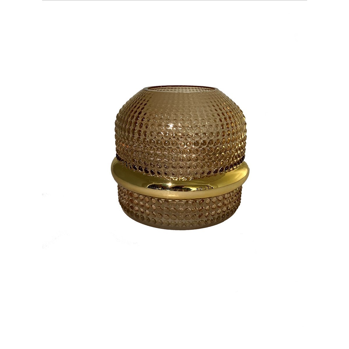 Vase amber gilded edge 18x15cm - CozyVibe.eu